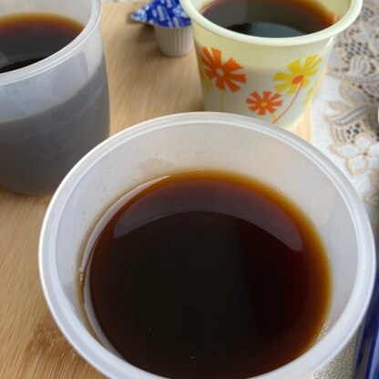 のんさん、コーヒー寒天を作りました♪暑い日が続いてたので、冷たくてツルツルの寒天がとても美味しかったです(´∀｀)❣️